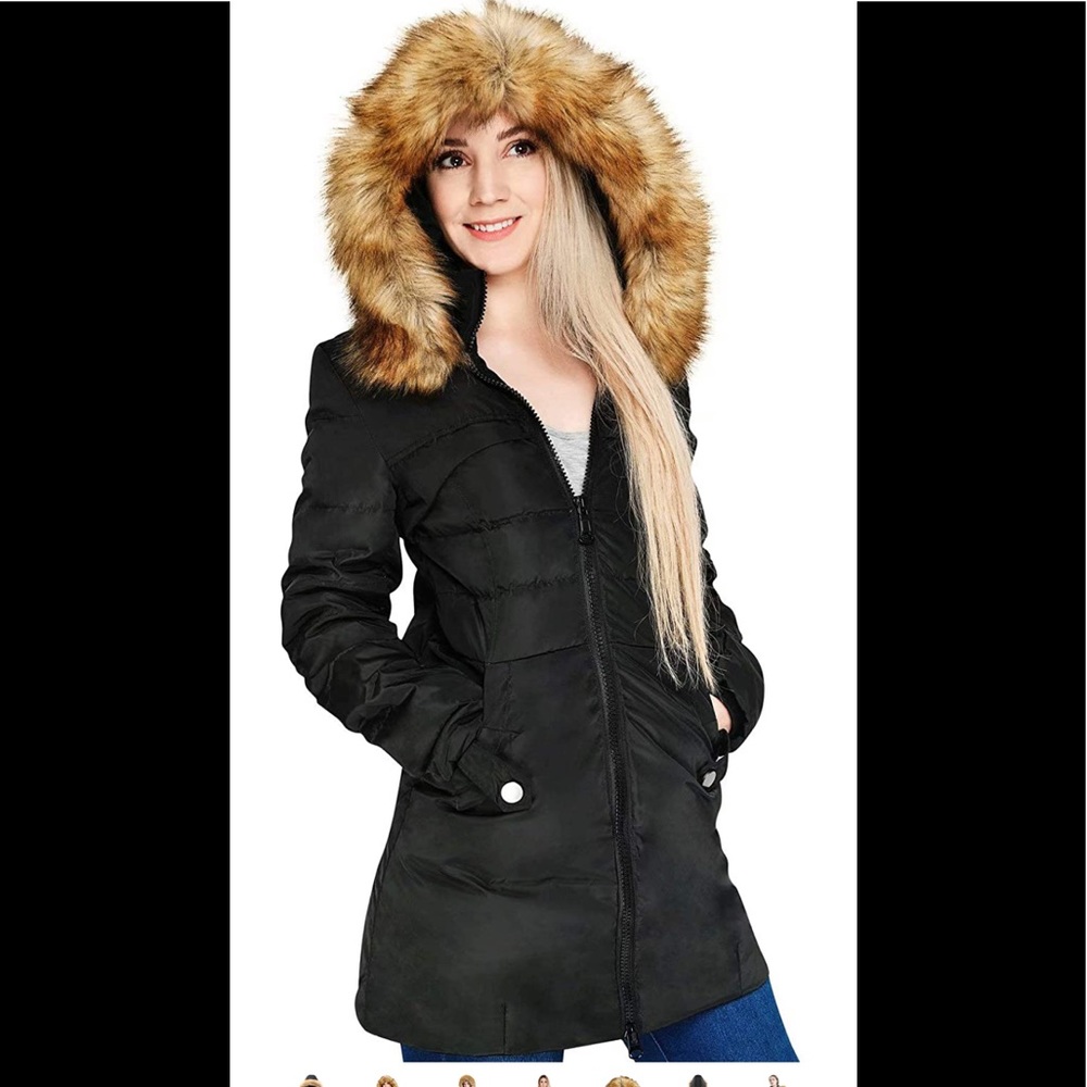 Fur hooded down coat